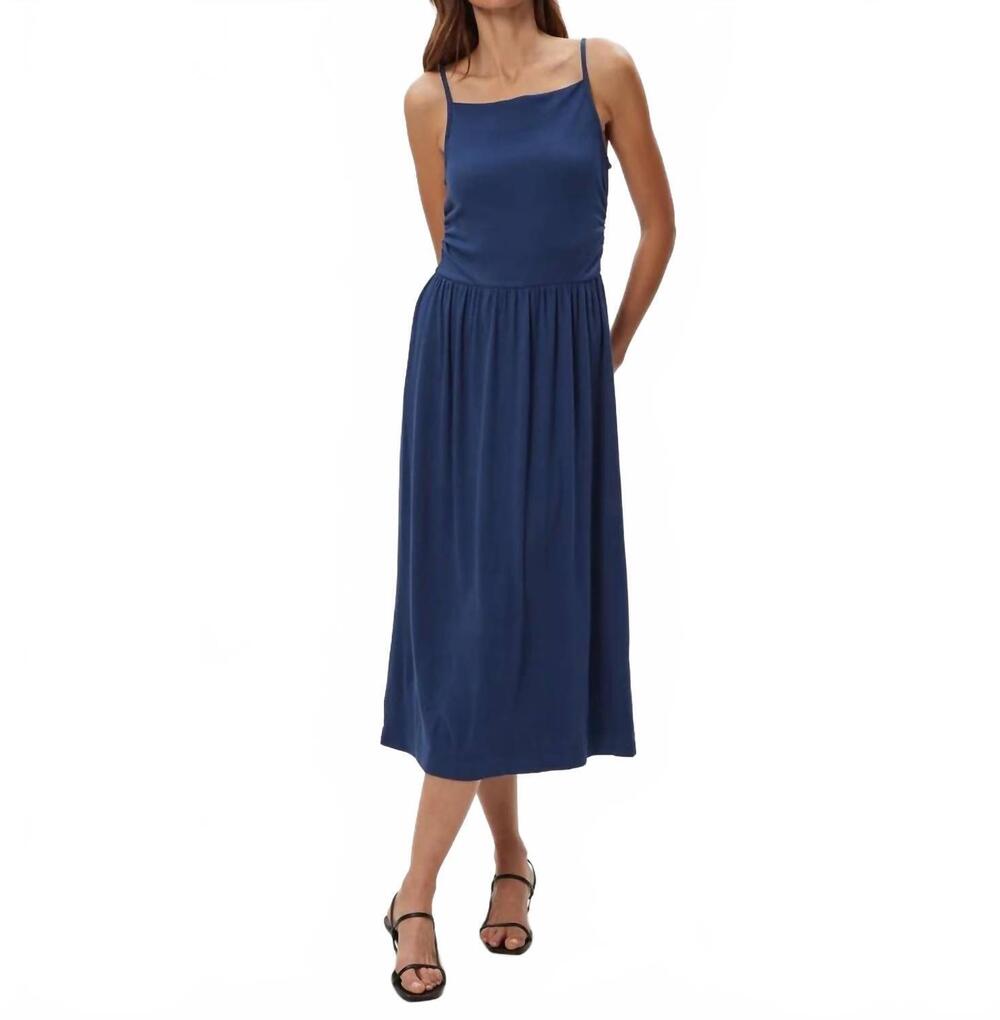 NEW MICHAEL STARS matilda square neck flare midi dress in nocturnal